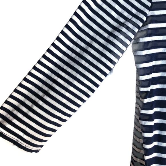 102. Merona Striped Boatneck Top Size Medium Blue White Nautical Preppy - Picture 9 of 13
